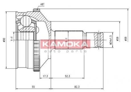 К-т шарнирный приводного вала с зубцами АБС. KAMOKA 6574