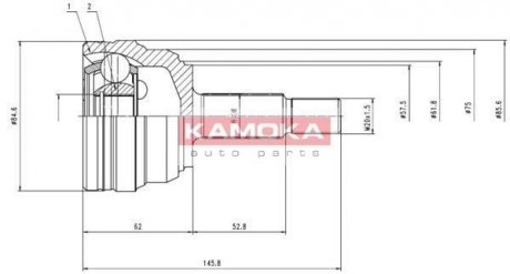 Шарнирный набор, приводной вал KAMOKA 6612