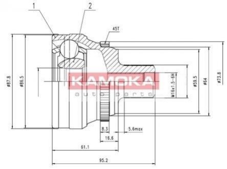 Шарнирный набор, приводной вал KAMOKA 6622