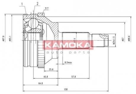 Шарнірний набір, привідний вал KAMOKA 7088