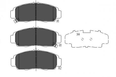 Колодки гальмівні (передні) Honda Accord/Civic 00- (Nissin) (148.8x58.5x17) R15 PARTS KAVO KBP2052