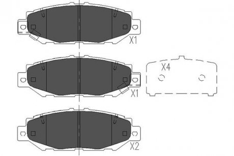 Гальмівні колодки, дискове гальмо (набір) PARTS KAVO KBP9062 (фото 1)