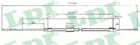 Трос ручного тормоза LPR C0076B