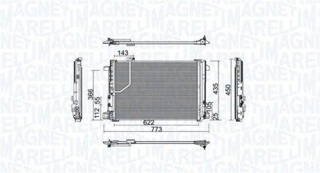 Радиатор кондиционера MB E-class (W212)/CLS-class (X218)/C-class (W204)/GLK-class (X204) 1.6-6.2 07- MAGNETI MARELLI 350203755000