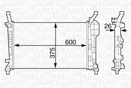 Радіатор, охолодження двигуна MAGNETI MARELLI 350213126200 (фото 1)