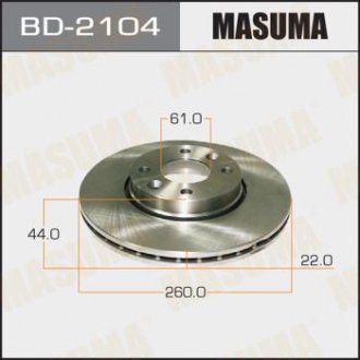 Диск тормозной передний Nissan Micra (02-10), Note (06-16) (Кратно 2 шт) MASUMA BD2104