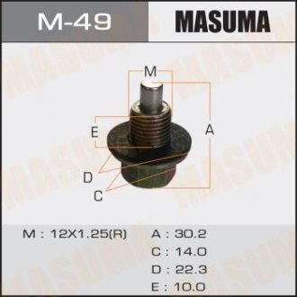 Пробка сливная поддона (с шайбой 12х1.25mm) Subaru/ Toyota MASUMA M49