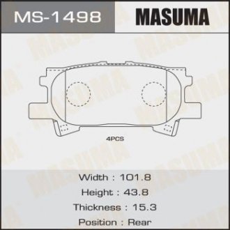 Колодка тормозная передняя Lexus RX 350 (06-08)/ Toyota Highlander (03-07) MASUMA MS1498