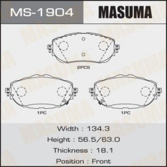 Колодка тормозная передняя Toyota Auris, Corolla (13-) MASUMA MS1904 (фото 1)