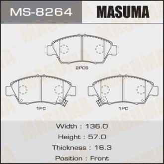 Колодки тормозные AN-376WK, NP8005, P28023 передн HONDA JAZZ IV MASUMA MS8264