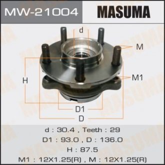 Ступиця колеса переднього у зборі з підшипником Nissan Murano (04-08), Teana (03-08) MASUMA MW21004 (фото 1)