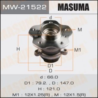 Ступиця колеса заднього в зборі з підшипником Nissan Qashqai (13-) 2WD (с ABS) MASUMA MW21522