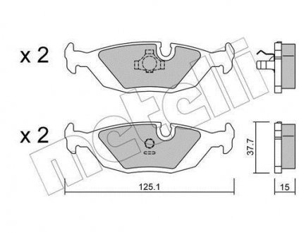 Гальмівні колодки, дискове гальмо (набір) Metelli 2200700 (фото 1)