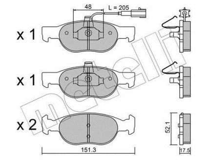 Комплект тормозных колодок, дисковый тормоз Metelli 22-0079-0