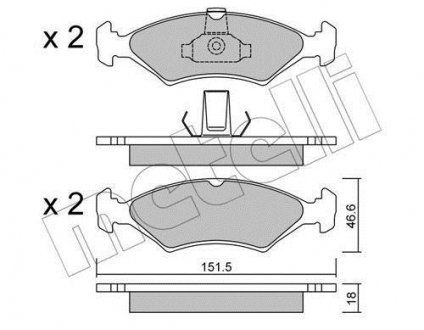 Тормозные колодки, дисковый тормоз (набор) Metelli 2200930