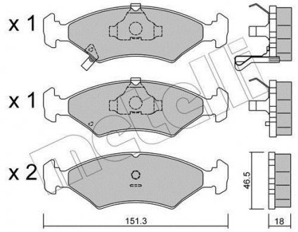 Тормозные колодки, дисковый тормоз (набор) Metelli 2201270 (фото 1)