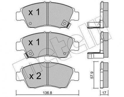 Комплект гальмівних колодок (дискових) Metelli 22-0175-0 (фото 1)