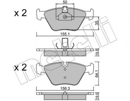 Комплект тормозных колодок, дисковый тормоз Metelli 22-0207-0