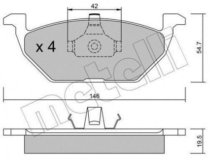 Тормозные колодки, дисковый тормоз (набор) Metelli 2202110