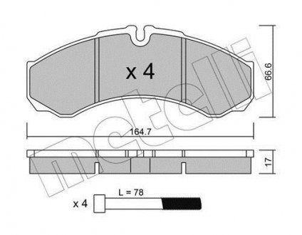 Тормозные колодки, дисковый тормоз (набор) Metelli 2202123