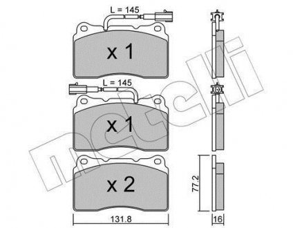 Комплект тормозных колодок, дисковый тормоз Metelli 22-0288-0