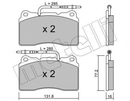 Комплект тормозных колодок, дисковый тормоз Metelli 22-0288-2