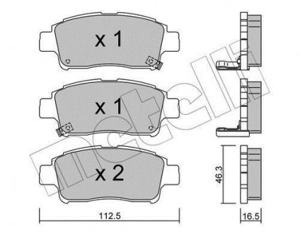 Гальмівні колодки, дискове гальмо (набір) Metelli 2202920