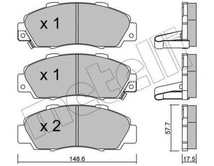 Комплект тормозных колодок, дисковый тормоз Metelli 22-0298-0