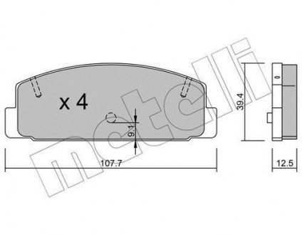 Гальмівні колодки, дискове гальмо (набір) Metelli 2203022