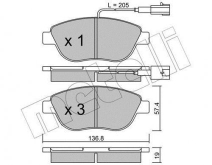 Комплект тормозных колодок, дисковый тормоз Metelli 22-0322-0