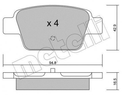 Комплект тормозных колодок, дисковый тормоз 22-0323-0 Metelli 2203230