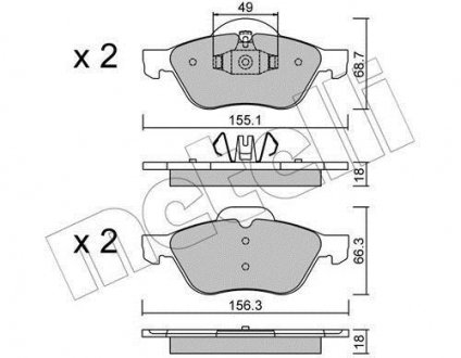 Комплект тормозных колодок, дисковый тормоз 22-0335-1 Metelli 2203351