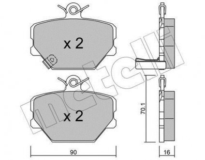 Комплект тормозных колодок, дисковый тормоз Metelli 22-0341-0