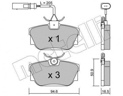 Тормозные колодки, дисковый тормоз (набор) Metelli 2203461