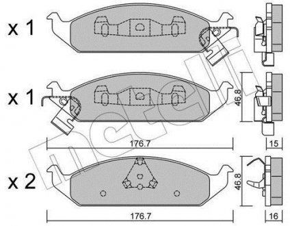 Тормозные колодки, дисковый тормоз (набор) Metelli 2203550 (фото 1)