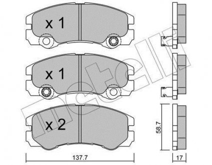 Тормозные колодки, дисковый тормоз (набор) Metelli 2203571