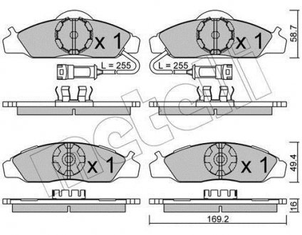 Гальмівні колодки, дискове гальмо (набір) Metelli 2203680