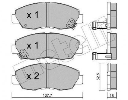 Гальмівні колодки, дискове гальмо (набір) Metelli 2203840