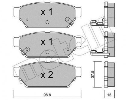 Тормозные колодки, дисковый тормоз (набор) Metelli 2203960 (фото 1)