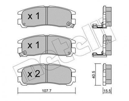 Комплект гальмівних колодок (дискових) 22-0398-0 Metelli 2203980 (фото 1)