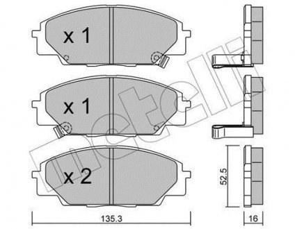 Гальмівні колодки, дискове гальмо (набір) Metelli 2204350