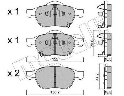 Тормозные колодки, дисковый тормоз (набор) Metelli 2204480