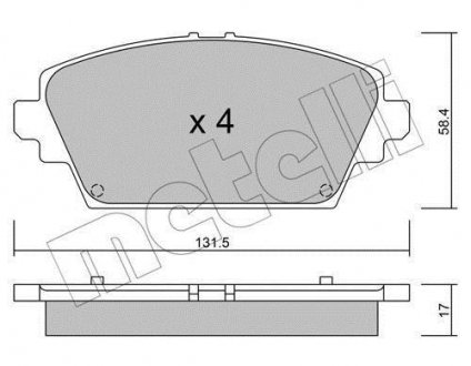 Тормозные колодки, дисковый тормоз (набор) Metelli 2204640