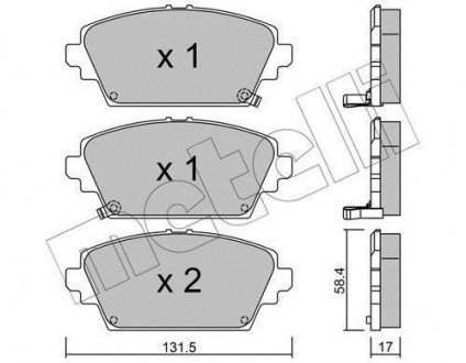 Гальмівні колодки, дискове гальмо (набір) Metelli 2204641