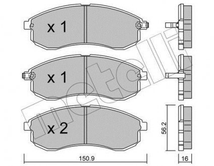 Тормозные колодки, дисковый тормоз (набор) Metelli 2204820 (фото 1)