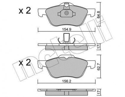 Комплект гальмівних колодок (дискових) 22-0489-0 Metelli 2204890