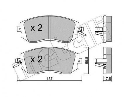 Комплект гальмівних колодок (дискових) 22-0500-1 Metelli 2205001 (фото 1)