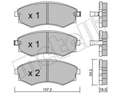 Гальмівні колодки, дискове гальмо (набір) Metelli 2205180