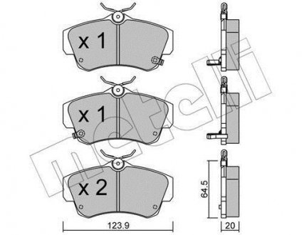 Комплект тормозных колодок, дисковый тормоз 22-0521-0 Metelli 2205210 (фото 1)