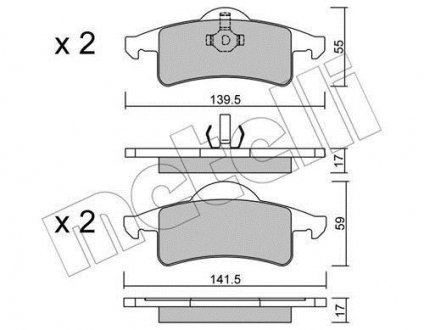 Комплект тормозных колодок, дисковый тормоз Metelli 22-0526-0